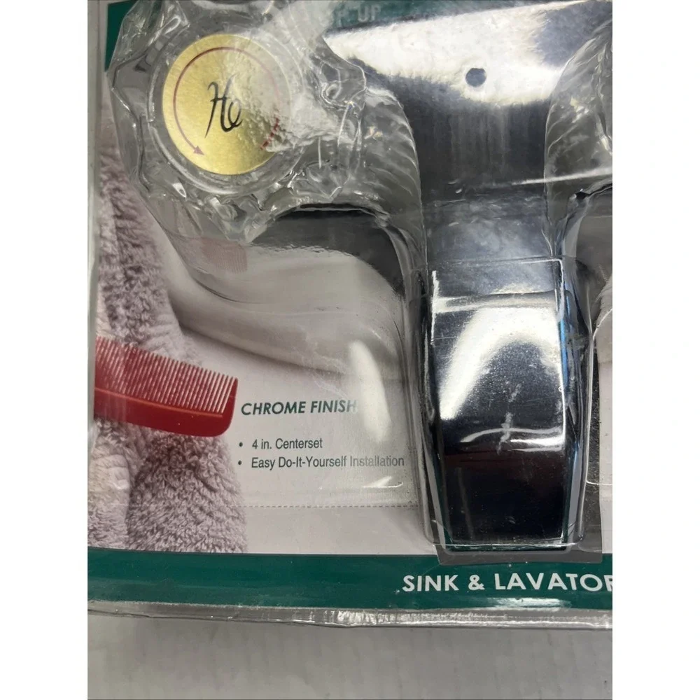 Double Handle Bath Faucet With Pop Up Chrome Finish. Bath Room. New